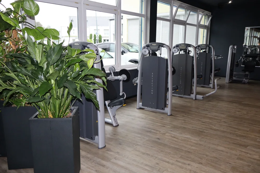 Gerätetraining an den großen Fenstern des Kraftwerk Zell